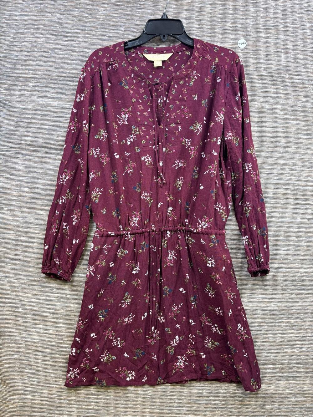 Roebuck & Co. Shirt Dress Womens L Purple Floral Long Sleeve Rayon Pockets
